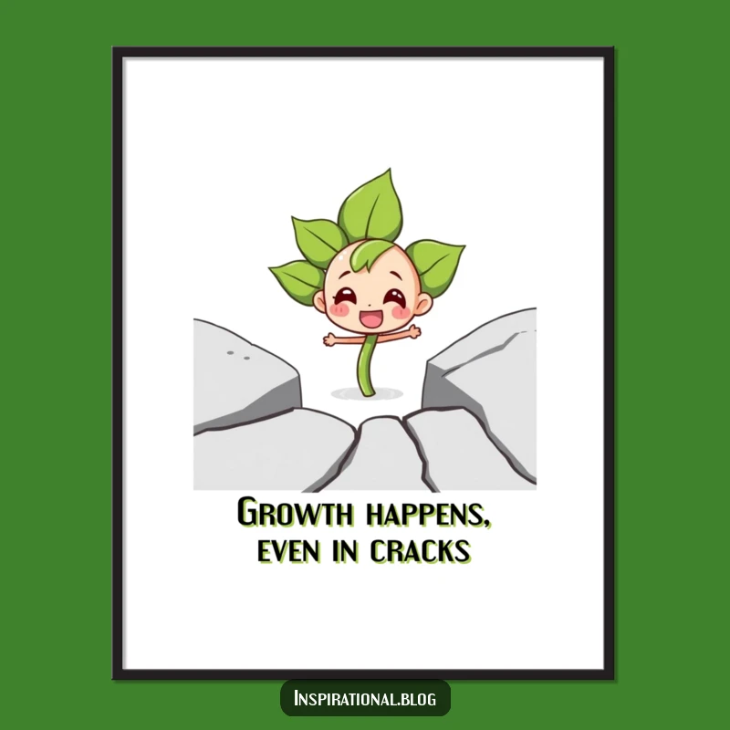Free Printable Wall Art: Determined Sprout, Pavement Crack, Motivational Downloadable Art