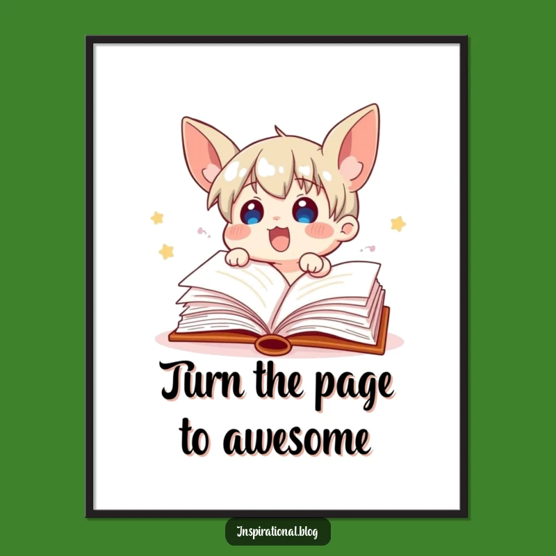 Free Printable Wall Art: Excited Book Character - Funny Literary Downloadable Art