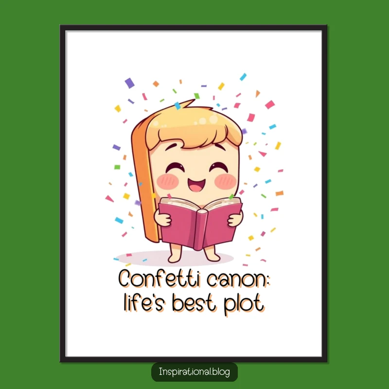 Free Printable Wall Art: Funny Book Character Confetti Blast Downloadable Decor