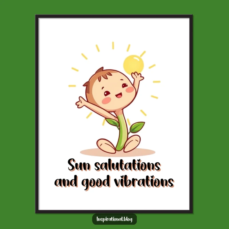 Free Printable Wall Art: Happy Seedling Reaching for Sun - Funny Downloadable Art