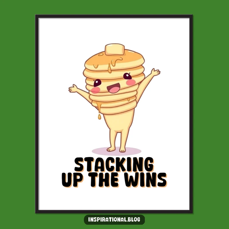 Free Printable Wall Art: Pancake Handstand, Whimsical Food Downloadable Decor for Kitchens