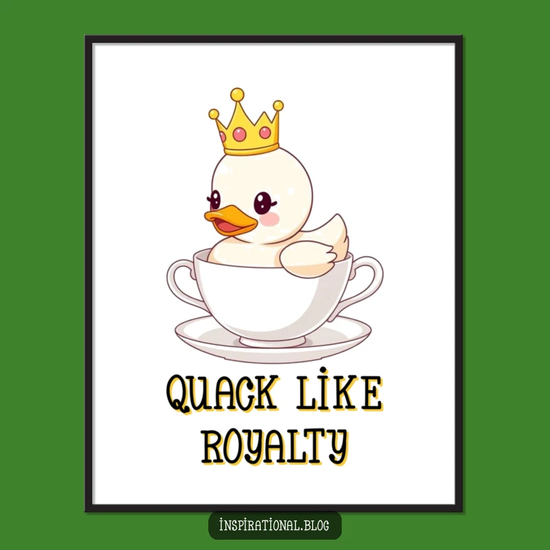 Free Printable Wall Art: Royal Duck, Whimsical Teacup Downloadable Decor for Fun Spaces
