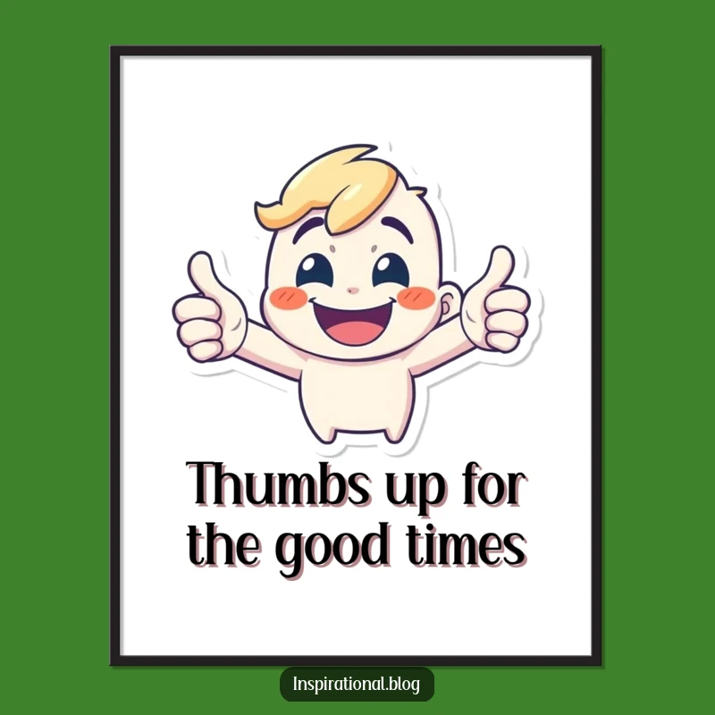 Free Printable Wall Art: Thumbs-Up Character Humorous Downloadable Decor
