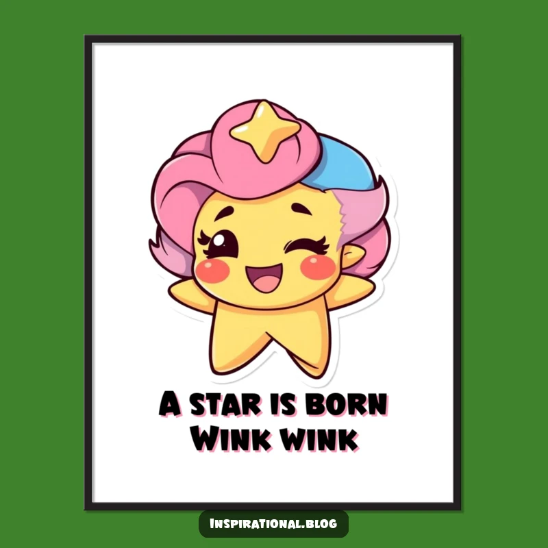 Free Printable Winking Star Wall Art - Humorous Downloadable Decor for Any Room