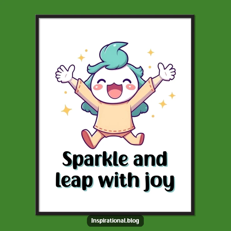 Funny Free Printable Wall Art: Joyful Leaping Character Downloadable Decor for an Uplifting Vibe