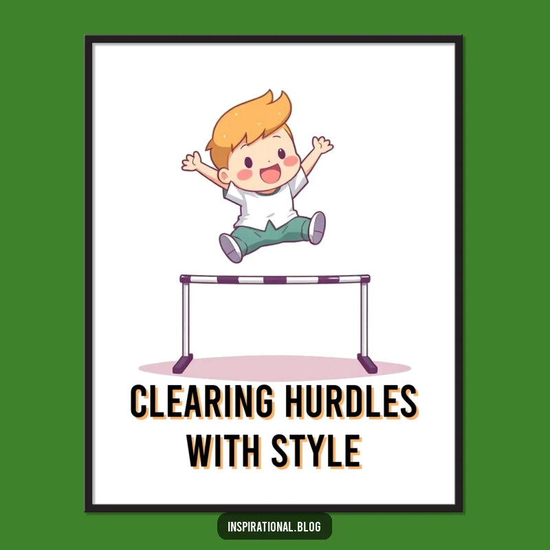 Funny Free Printable Wall Art: Leaping Hurdler - Inspiring Downloadable Decor