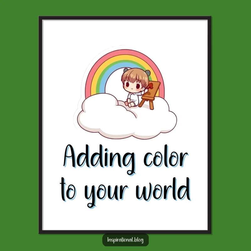 Funny Free Printable Wall Art: Rainbow Painter Character on a Cloud