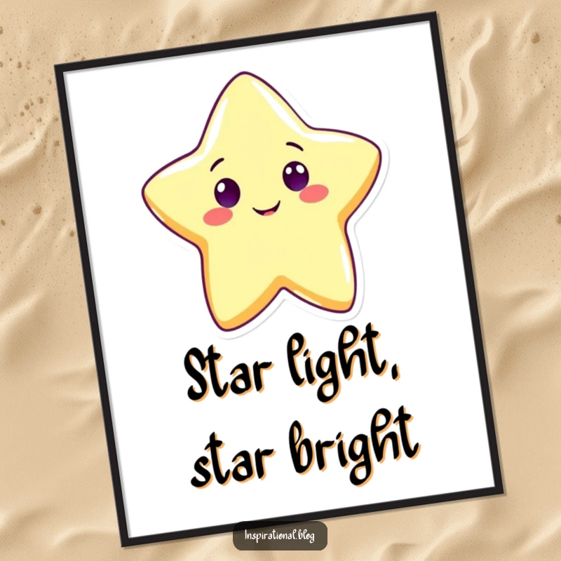 Funny Free Printable Wall Art: A glowing star character with a wide grin, shining its light brightly.