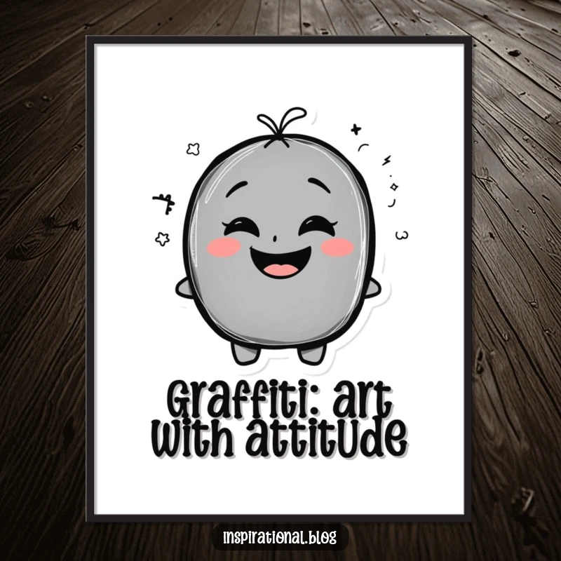 Funny Free Printable wall art of a chalkboard character displaying a funny doodle and a huge, exaggerated smile.