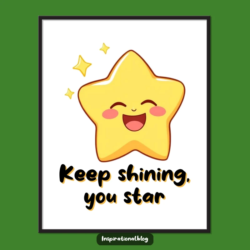 Funny Free Printable Wall Art: Laughing Star Character, Celestial Decor Download