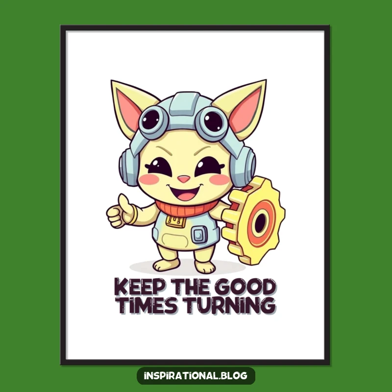 Free Printable Wall Art: Mischievous Gear Character - Funny Mechanic Downloadable Art