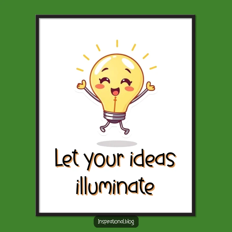 Free Printable Wall Art: Dancing Lightbulb, Warm Glow, Energetic Downloadable Art