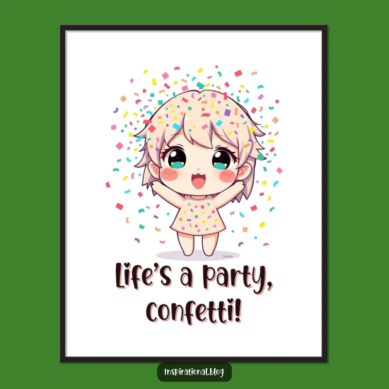 Funny Free Printable Wall Art: Character Bursting with Colorful Confetti