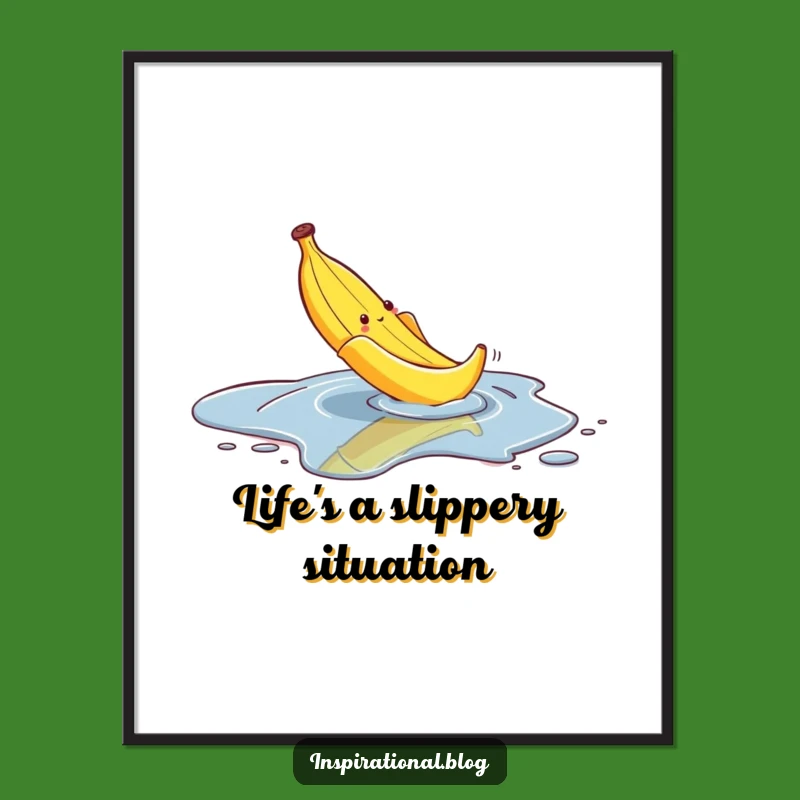 Free Printable Wall Art: Slipping Banana, Comical Puddle Downloadable Decor for Fun Spaces