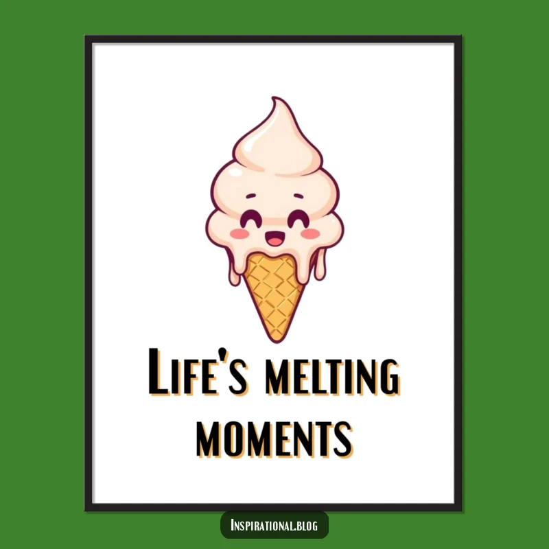 Free Printable Wall Art: Melting Ice Cream Surprise - Funny Downloadable Quirky Decor