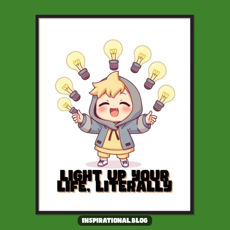Funny Free Printable Wall Art: Juggling Light Bulbs - Hilarious Downloadable Decor