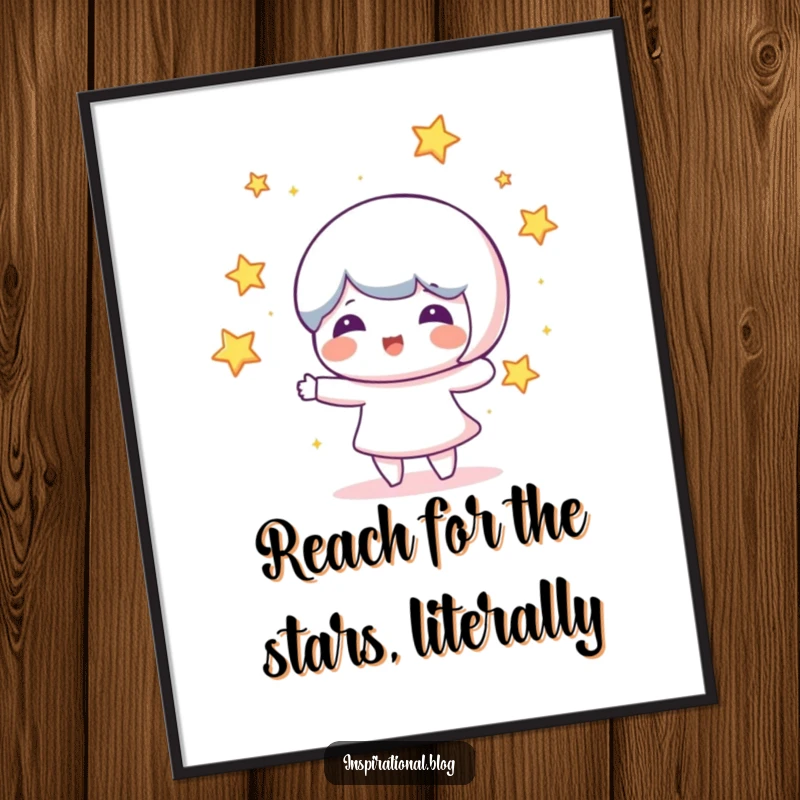 Funny Free Printable Wall Art of a character gleefully juggling glowing stars, adding a touch of cosmic humor to any room.