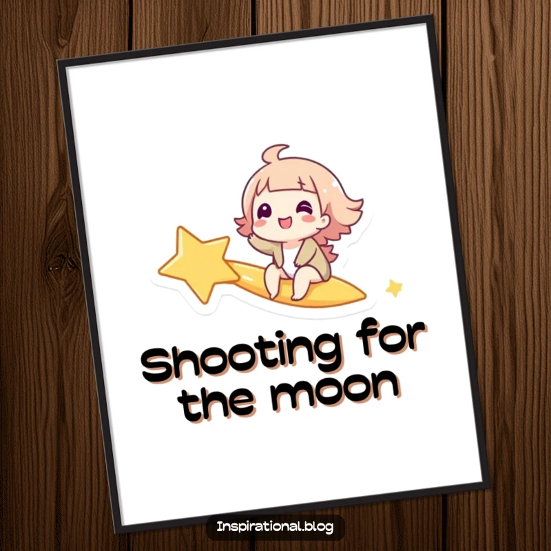 Funny Free Printable Wall Art: Giggling character riding a shooting star, full of wonder and joy.