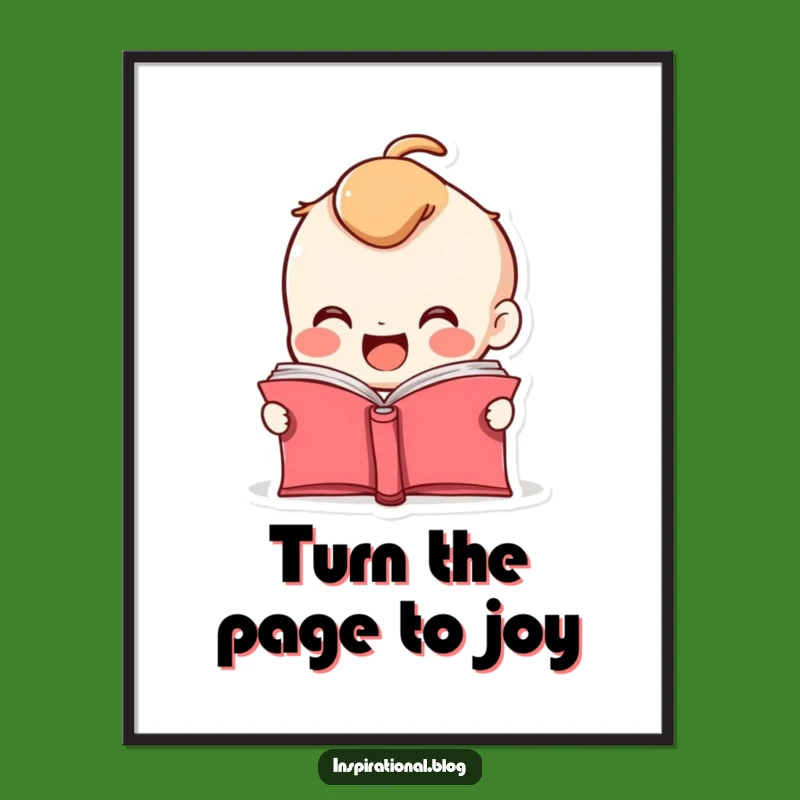 Funny Free Printable Wall Art: Smiling Book Character, Literary Decor Download