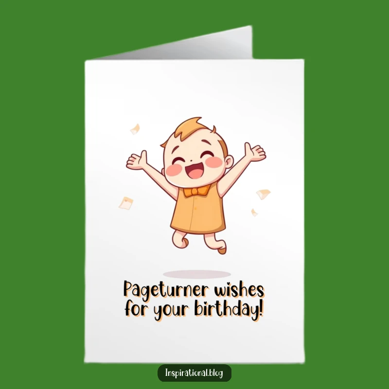 Free Printable Birthday Card: Jumping Book Character Funny Downloadable Gift