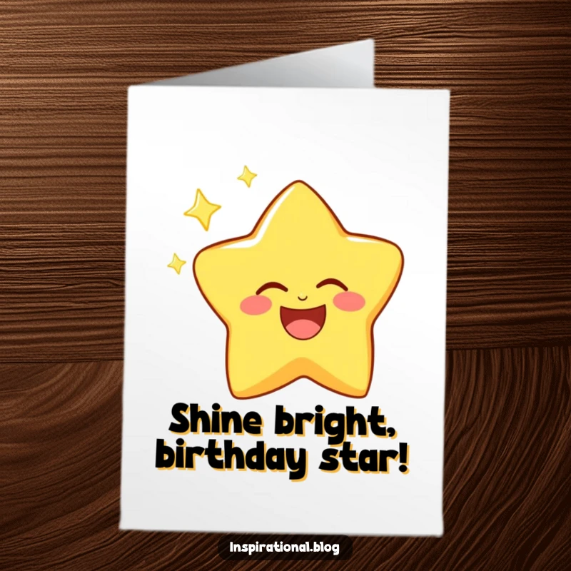 Funny Free Printable Birthday Card: A joyful star character laughs heartily, twinkling with pure delight.