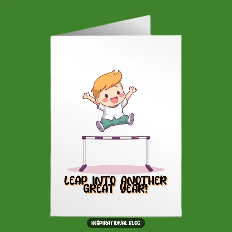 Free Printable Birthday Card: Leaping Hurdle Fun - Downloadable Gift for Joyful Celebrations