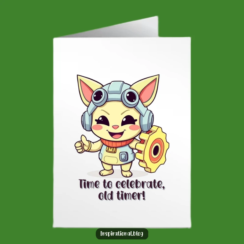 Free Printable Birthday Card: Mischievous Gear Character - Funny Mechanic Downloadable Gift