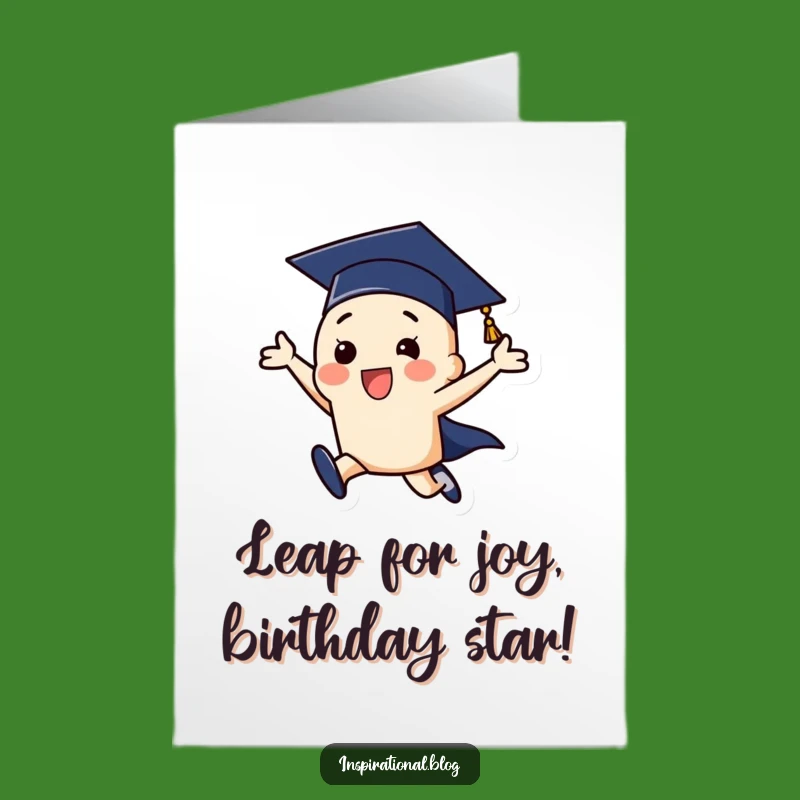 Free Printable Graduation Cap Leap Birthday Card - Funny Downloadable Gift for Grads