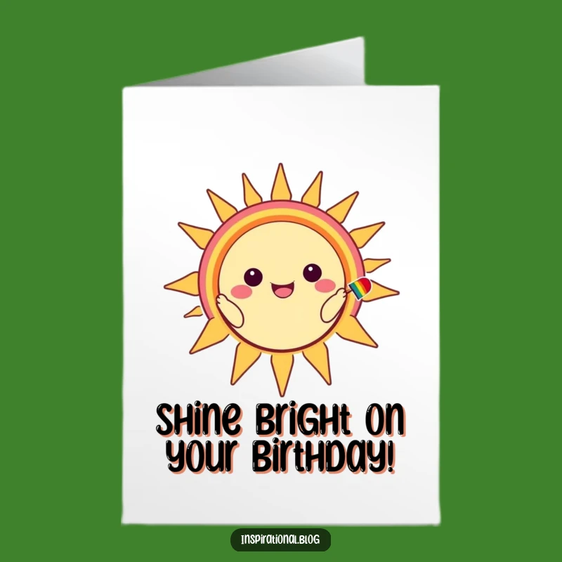 Free Printable Rainbow Smile Birthday Card: Funny Kawaii Sun Downloadable Gift!