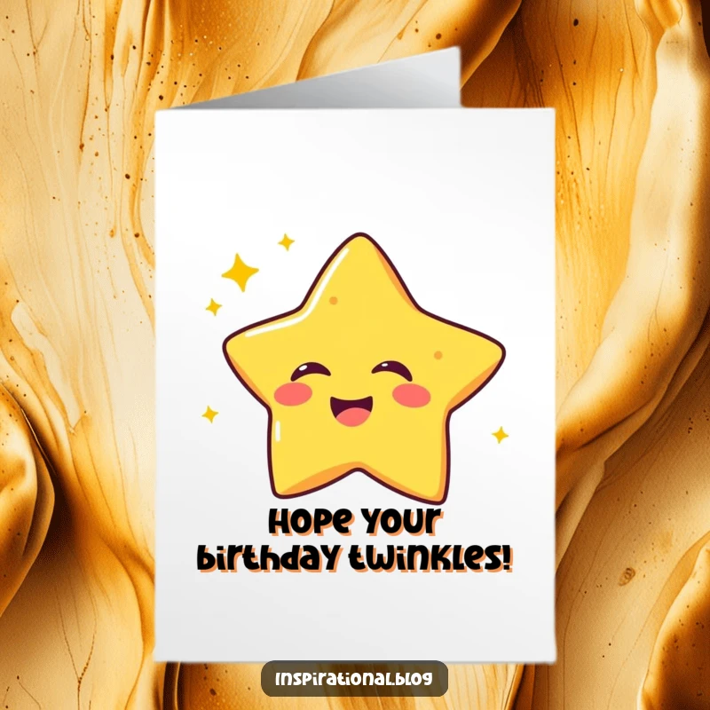 Funny Free Printable Star Birthday Card featuring a joyfully laughing star character twinkling brightly with pure delight.