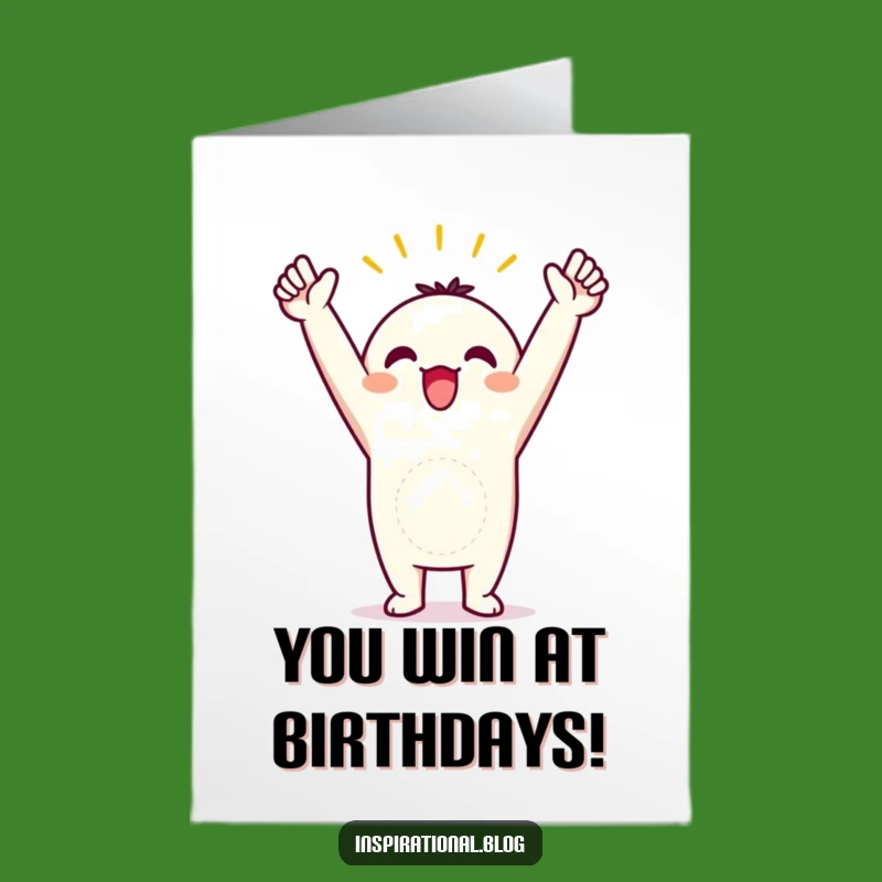 Free Printable Triumphant Birthday Card: Victory Kawaii Downloadable Gift!