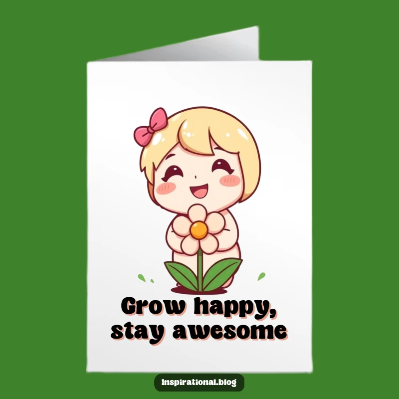 Free Printable Birthday Card: Smiling Flower Planter, Bloom with Joy!