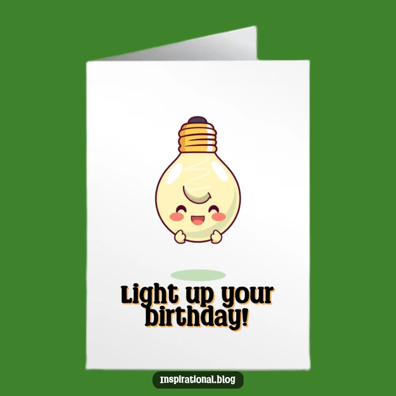 Free Printable Lightbulb Birthday Card: Funny Peeking Character Downloadable Gift
