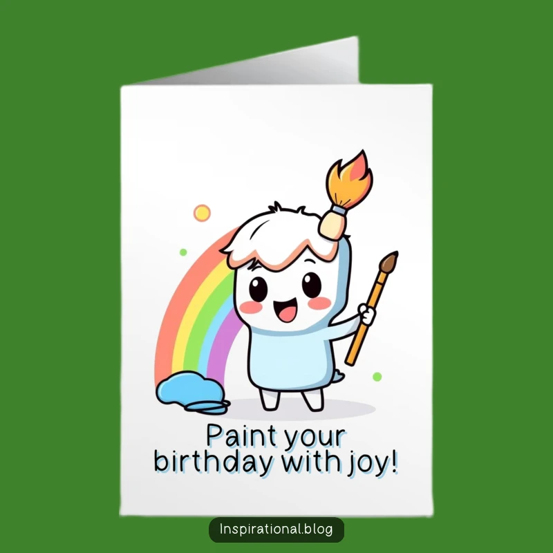 Free Printable Birthday Card: Paintbrush Rainbow, Colorful Downloadable Gift