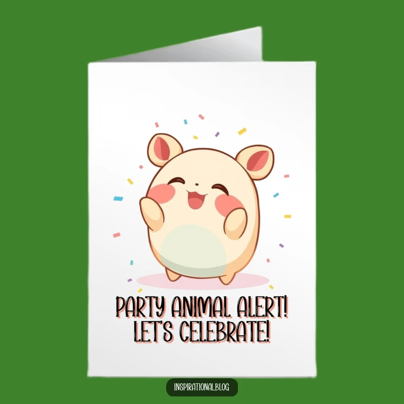 Free Printable Birthday Card: Giggling Confetti Creature Funny Downloadable Gift