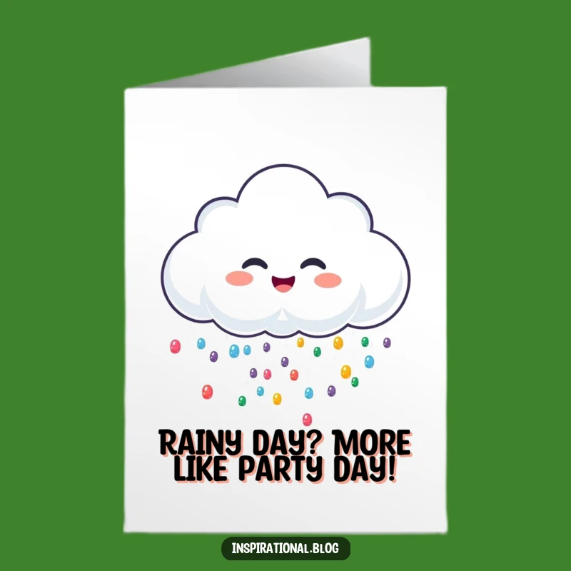 Free Printable Funny Birthday Card: Giggling Cloud, Colorful Drops, Humorous Downloadable Gift