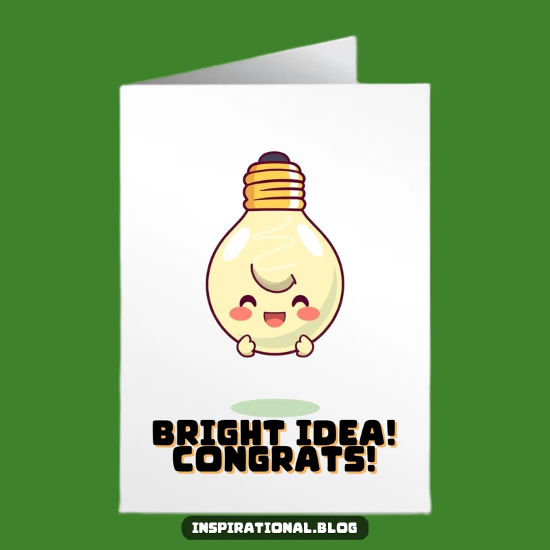 Free Printable Lightbulb Congrats Card: Funny Peeking Character Downloadable Gift