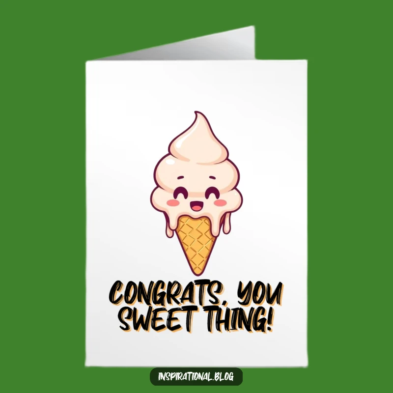 Free Printable Congrats Card: Melting Ice Cream Shock - Funny Downloadable Celebration Gift