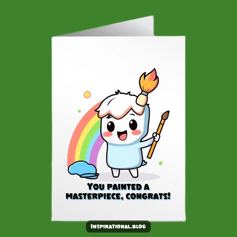 Free Printable Congrats Card: Paintbrush Rainbow Creation, Downloadable Gift