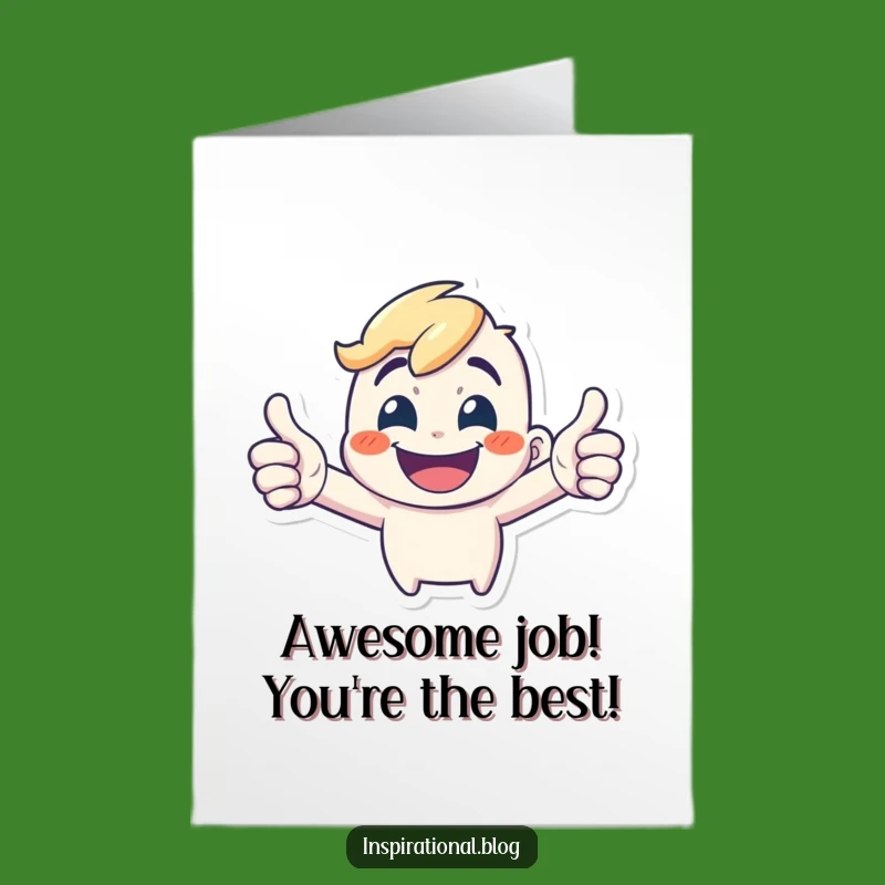 Free Printable Congrats Card: Thumbs-Up Character Funny Downloadable Gift