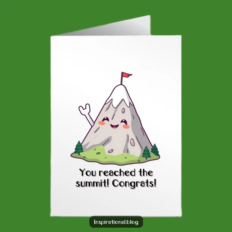 Free Printable Congratulations Card: Smiling Mountain, Waving Flag, Victory Downloadable Gift