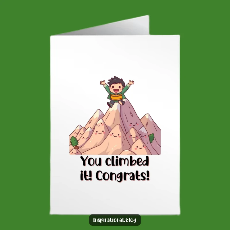 Free Printable Mountain Leap Congrats Card: Funny Joyful Character Gift
