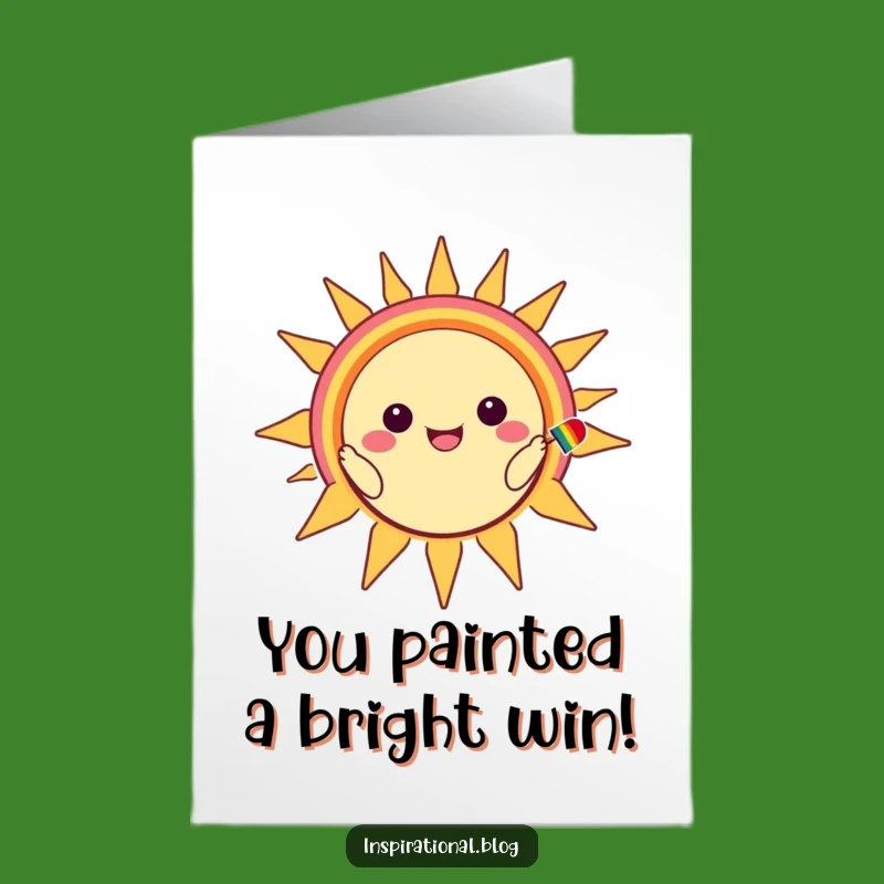 Free Printable Rainbow Smile Congrats Card: Kawaii Sun Downloadable Gift!