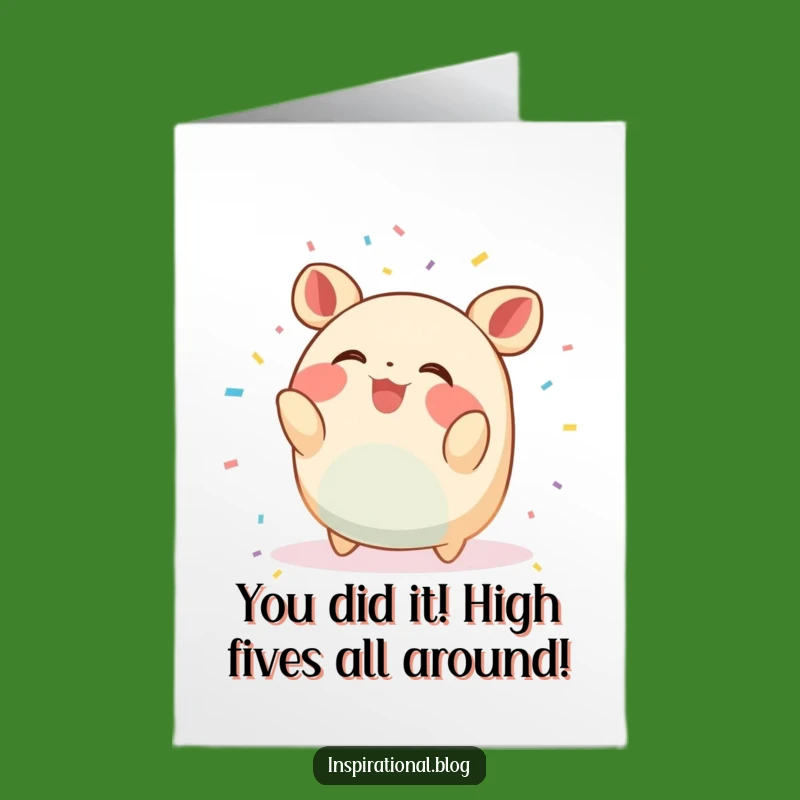 Free Printable Congrats Card: Giggling Confetti Creature Funny Downloadable Gift