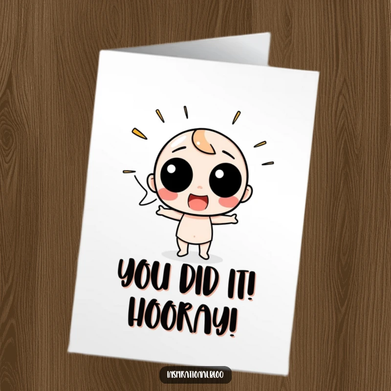 Funny Free Printable congratulations card of a speech bubble character excitedly shouting to celebrate a great achievement.