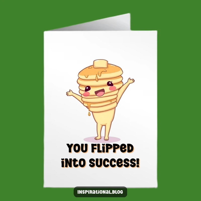 Free Printable Congrats Card: Pancake Handstand, Humorous Food Downloadable Gift for Success