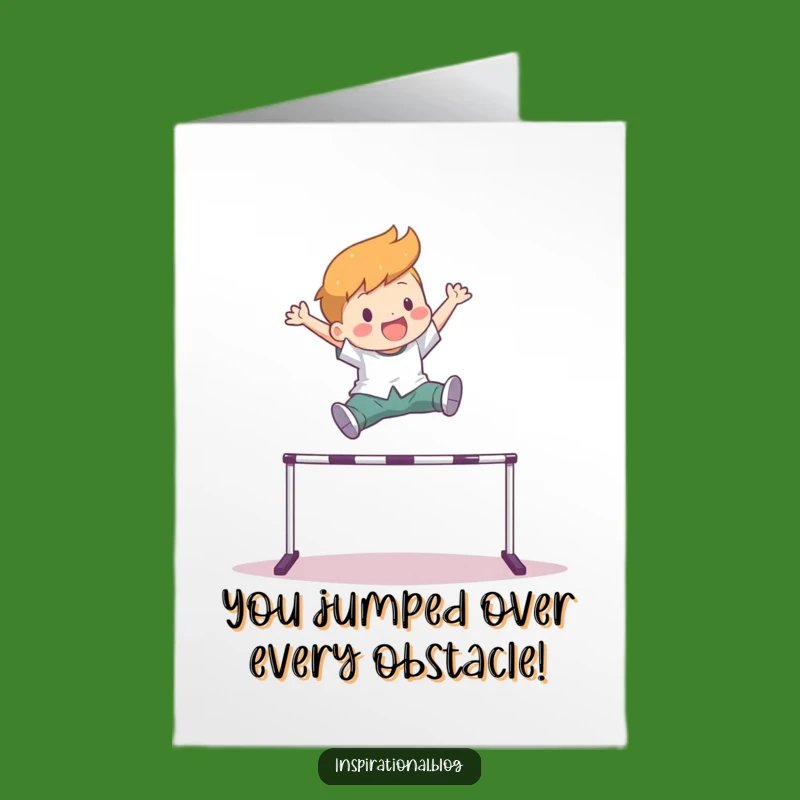 Free Printable Congrats Card: Hurdle Leap Victory - Downloadable Gift for Achievers
