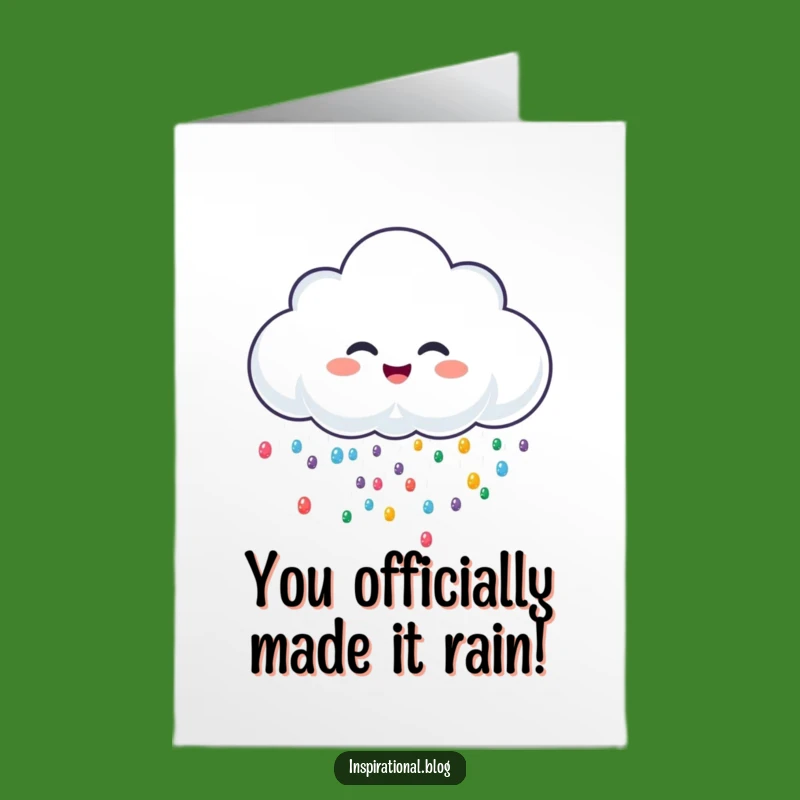 Free Printable Congratulations Card: Giggling Cloud, Colorful Drops, Joyful Downloadable Gift