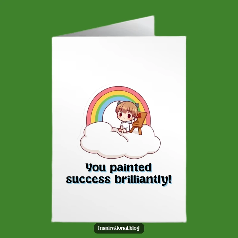 Free Printable Congrats Card: Rainbow Art Character, Celebrating New Beginnings