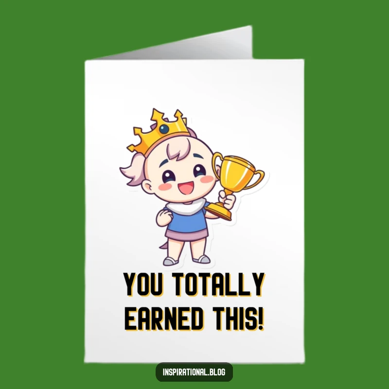 Free Printable Congrats Card: Proud Trophy Character Celebration